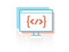 Illustration: CRM-Beratung und -Lösungen | Projektphase 3: Entwicklung: Monitor mit html-Code